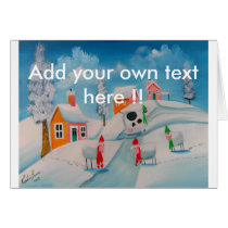 winter snow scene sheep folk art cards
