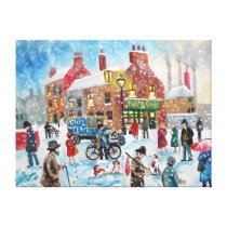 Winter snow scene Tetley Tea van original umbrella canvas prints