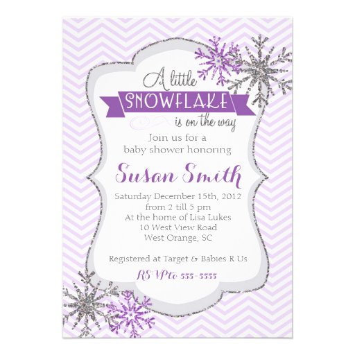 Winter Snowflake Baby Shower invitation 5" X 7" Invitation Card