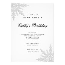 Winter Snowflake Birthday Party Custom Invitation