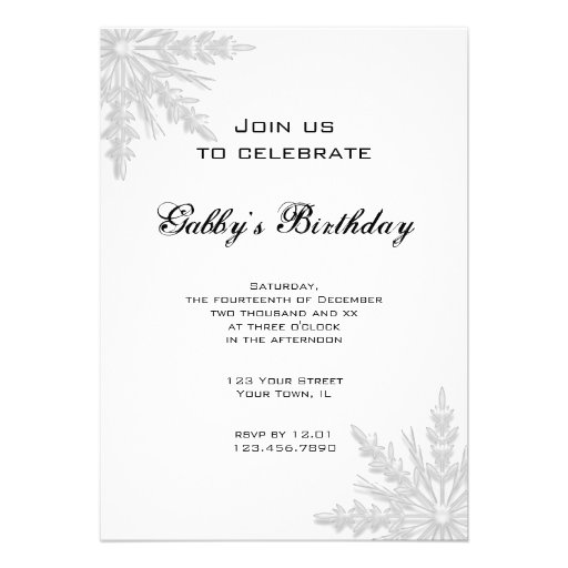 Winter Snowflake Birthday Party Custom Invitation