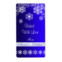 Winter Snowflake Blue Holiday Baking Label
