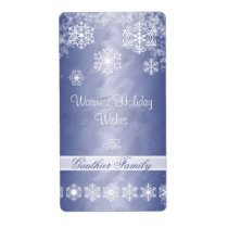 Winter Snowflake Blue  Holiday Wine Label