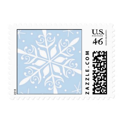 winter snowflake blue postage stamps by sweetlittlebling