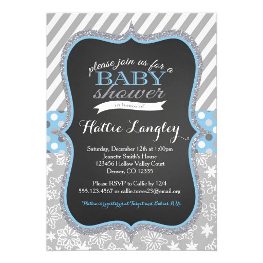 Winter Snowflake Boy Baby Shower invitation