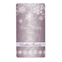 Winter Snowflake Bronze Holiday Wine Label