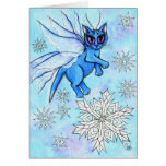 Winter Snowflake Fairy Cat Fantasy Art Card cards