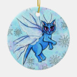 Winter Snowflake Fairy Cat Fantasy Art Ornament ornaments