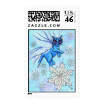 Winter Snowflake Fairy Cat Fantasy Art Postage stamps