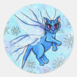 Winter Snowflake Fairy Cat Fantasy Art Sticker stickers
