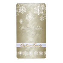 Winter Snowflake Gold Foil Holiday Wine Label