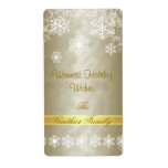 Winter Snowflake Gold Holiday Wine Label