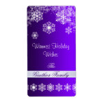 Winter Snowflake Purple Holiday Wine Label
