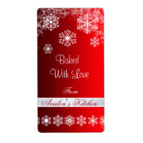 Winter Snowflake Red Holiday Baking Label