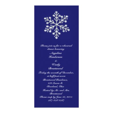 Winter Snowflake Rehearsal Dinner indigo Personalized Invitation