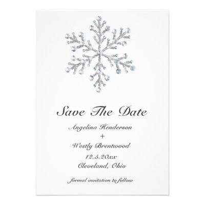 Winter Snowflake Save the Date Personalized Announcement
