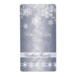 Winter Snowflake Silver Foil Holiday Wine Label