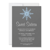 Winter Snowflake Sweet 16 Birthday Party Custom Invite