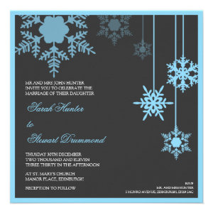 Winter Snowflake Wedding Invitation - blue