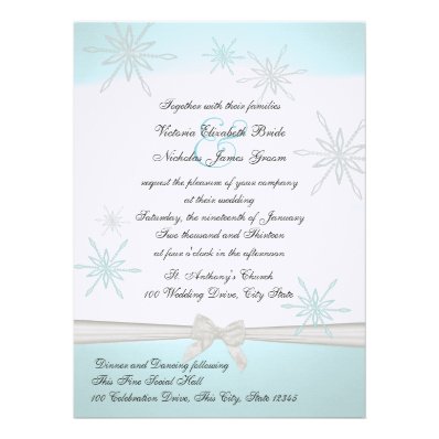 Winter Snowflakes and Ribbon Wedding Custom Invites