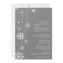 Winter Snowflakes Boy  Baby Shower Invitation