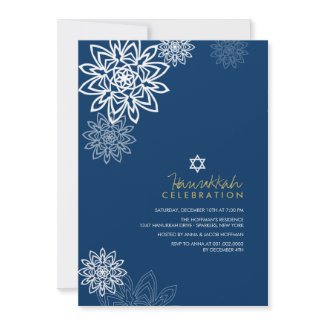 Winter Snowflakes Hanukkah Celebration Party Invit Invites