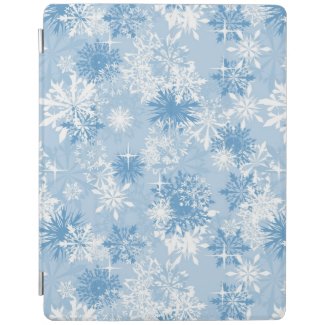 Winter snowflakes pattern on blue iPad cover