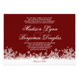 Winter Snowflakes Red Holiday Wedding Invitations