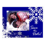 Winter Snowflakes Save the Date (lapis) Photo Post Card