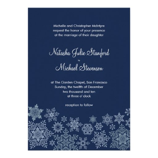 Winter Snowflakes Wedding Invitation 5 x 7 Card