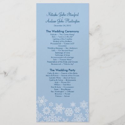 Winter Snowflakes Wedding Program Photo Keepsake Rack Cards by 