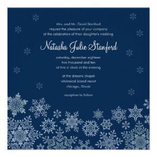 Winter Snowflakes Wedding Square Invitation Card