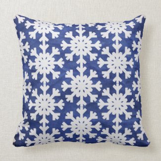 Winter Snowgflakes on Blue Pillow