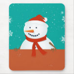 Winter Snowman Background Mouse Pad