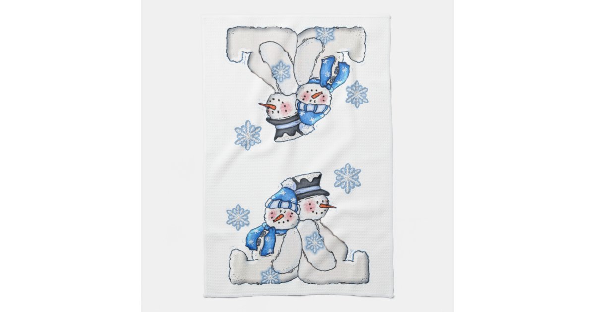 Winter Snowman Couple Kitchen Towels Zazzle