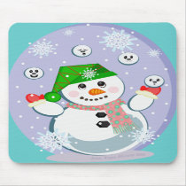 Winter Snowman Juggling Mousepad