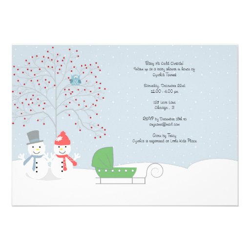 Winter Snowmen and Carriage Baby Shower Invitation