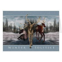 Winter Solstice - Deer Winter Scene Greeting Cards