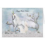 Winter Solstice Midwinter Greeting Card Unicorns