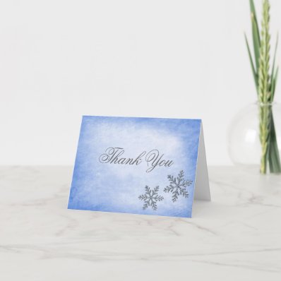 Winter Sparkle Snowflakes Blue Thank You Card