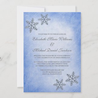 Winter Sparkle Snowflakes Blue Wedding Invitations zazzle_invitation