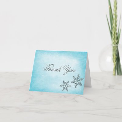 Winter Sparkle Snowflakes Teal Thank You Card