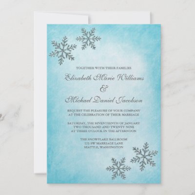 Winter Sparkle Snowflakes Teal Wedding Invitations by printcreekstudio