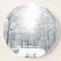 Winter starts here beverage coasters