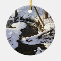 winter stream scene christmas tree ornament