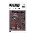 winter streetlight, Merry Xmas postage by jdverte winter streetlight, Merry Xmas postage