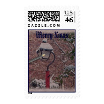 winter streetlight, Merry Xmas postage by jdverte winter streetlight, Merry Xmas postage
