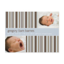 Winter Stripes Blue • Baby Announcement postcards