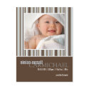 Winter Stripes Brown • Baby Announcement postcards by CSKidsOccasions Winter Stripes Brown • Baby Announcement postcards