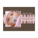 Winter Stripes Brown • Baby Announcement postcards
